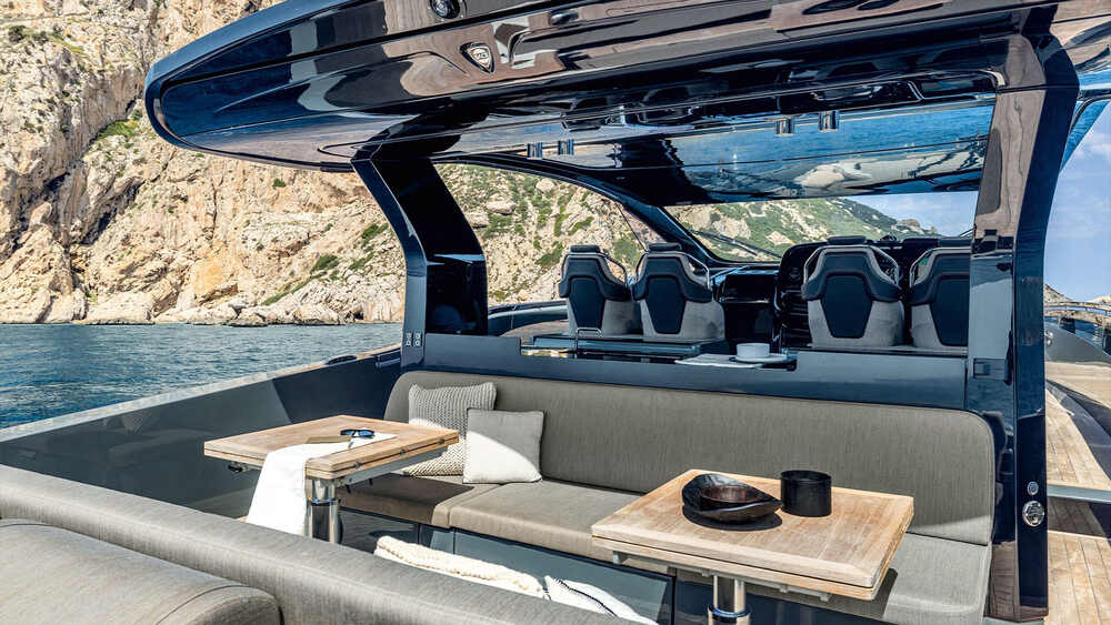 Stunning and sleek interiors of the flagship Sacs Rebel 55