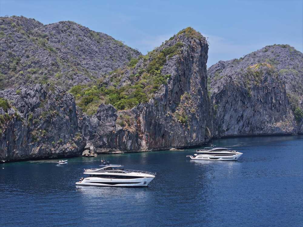 Princess Yacht boats near Horseshoe Island in Myanmar